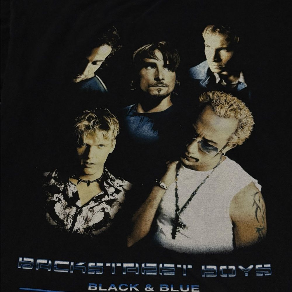 Vintage Backstreet Boys Black and Blue World Tour Band Tee Size Small - Picture 2 of 4